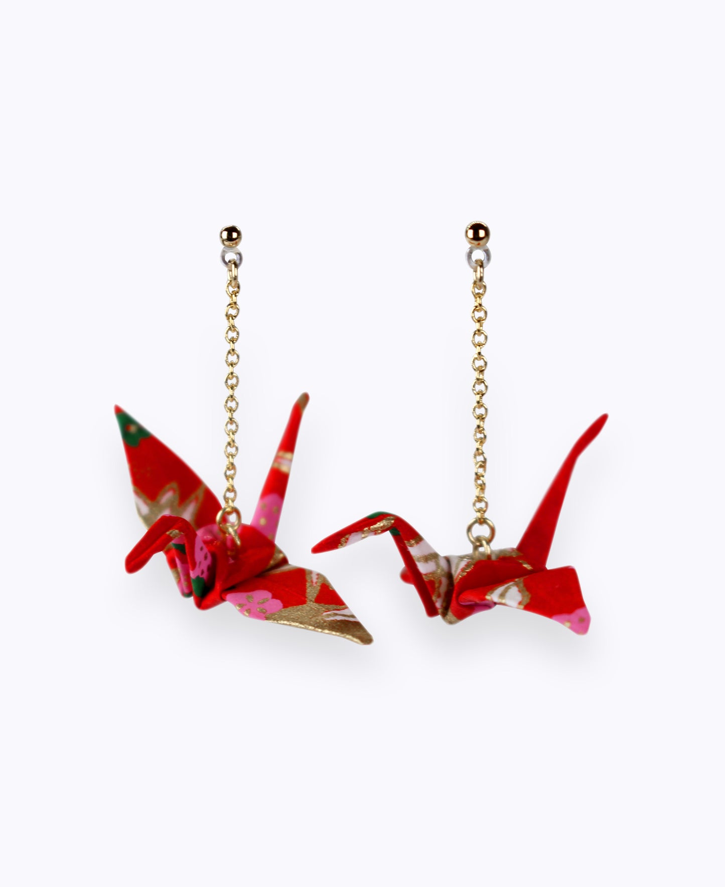 Boucles d'oreilles Grue rouge